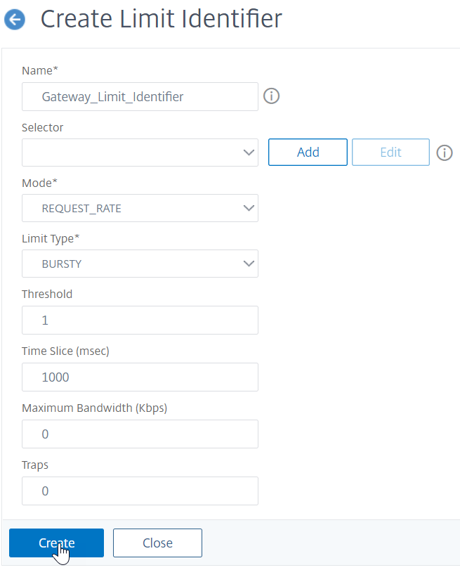 Create limit identifier