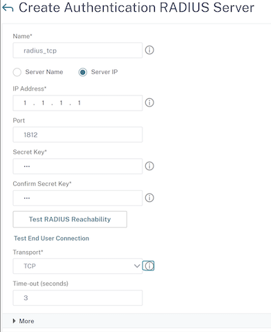 RADIUS TCP transport