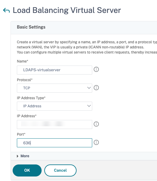 Create load balancing virtual server