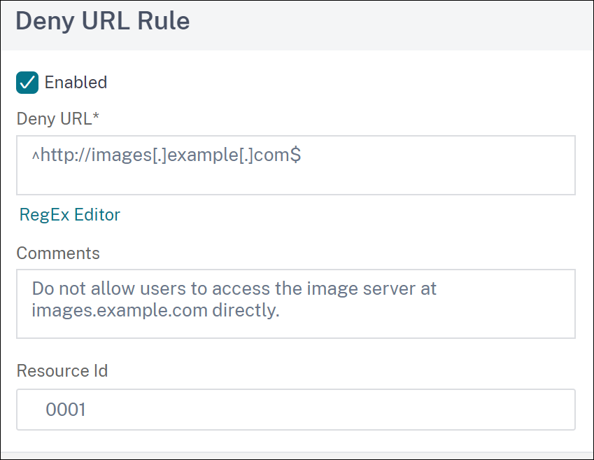 Deny URL expression