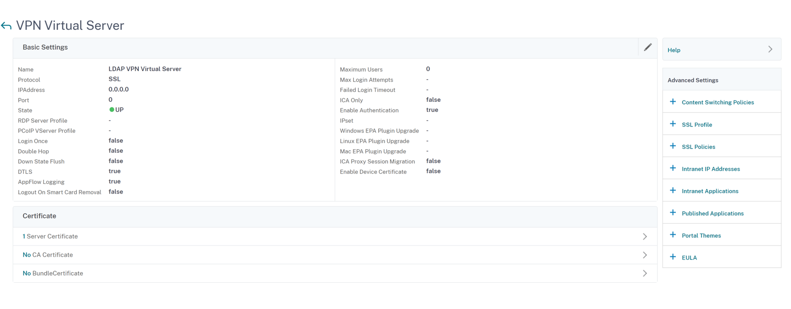 Link authentication virtual server and VPN virtual server