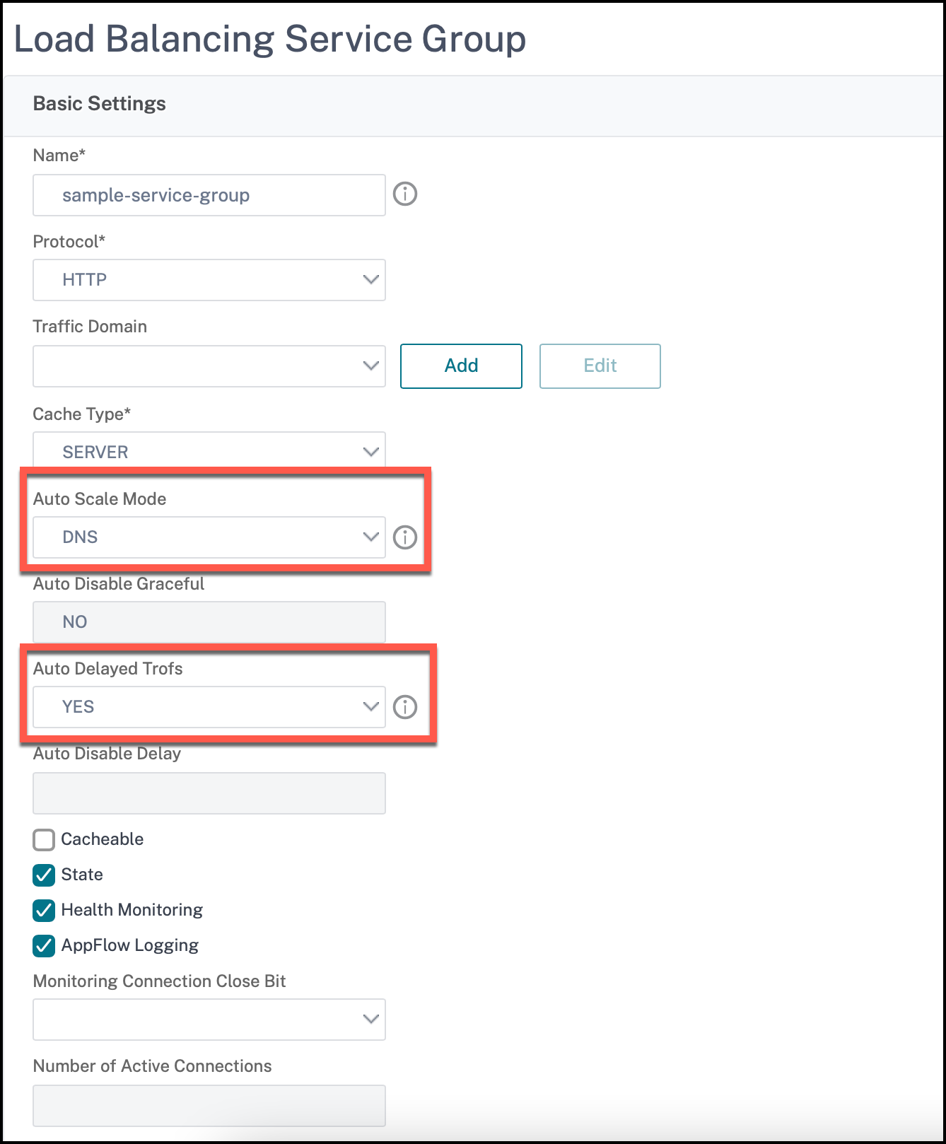 Configure auto delayed TROFS using GUI