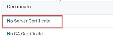 Select no server certificate
