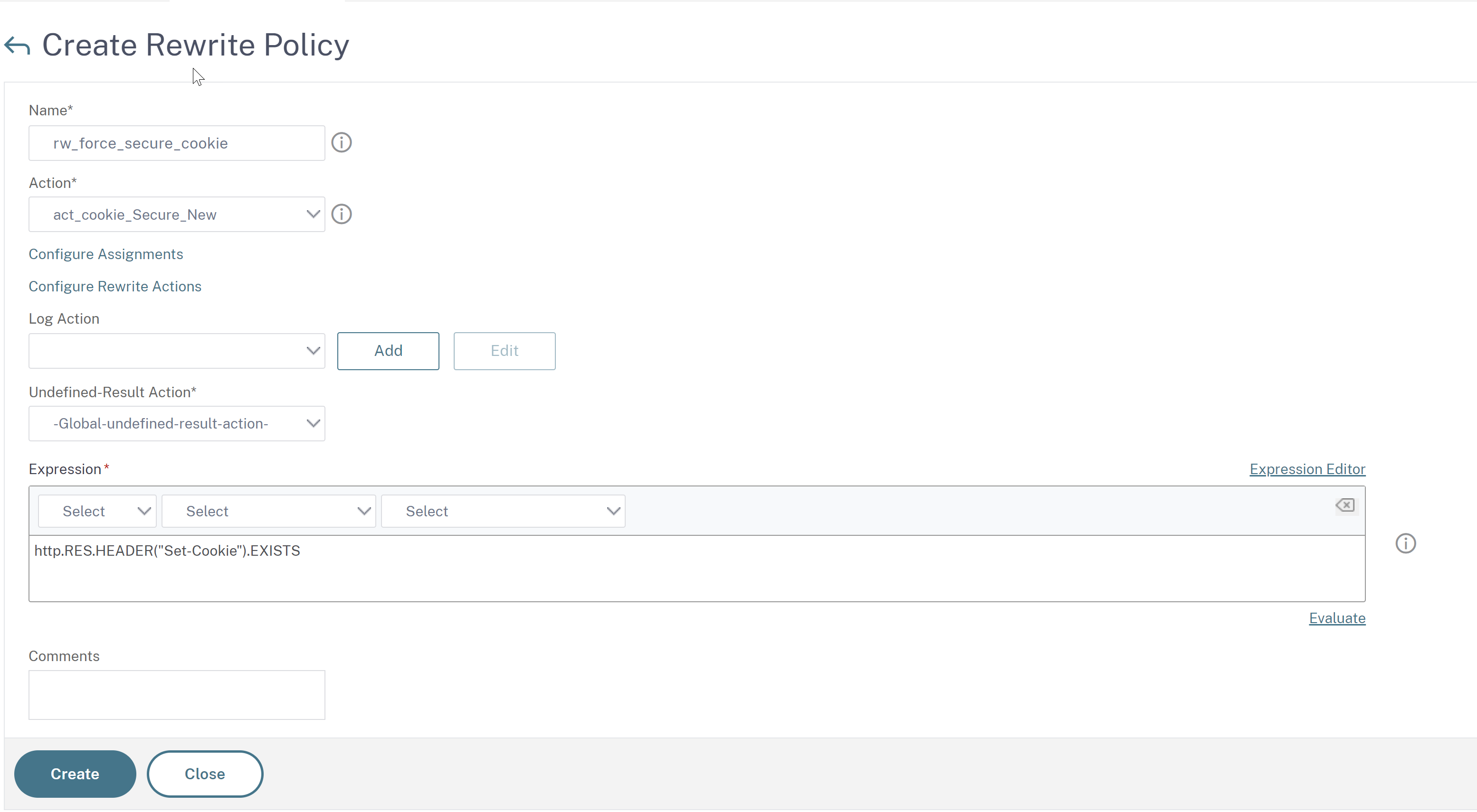 Configure rewrite policy