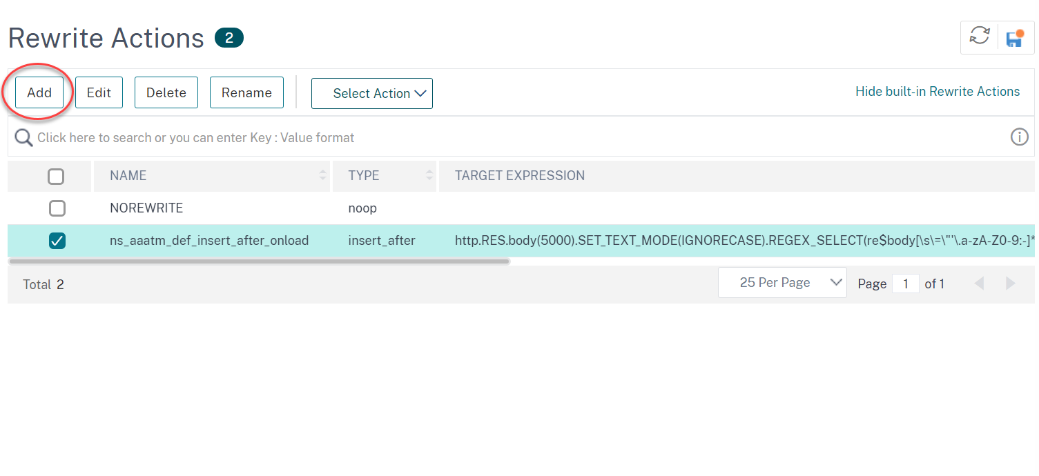 Configure a rewrite action