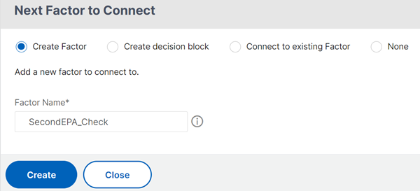 Create next factor for postauth EPA scan