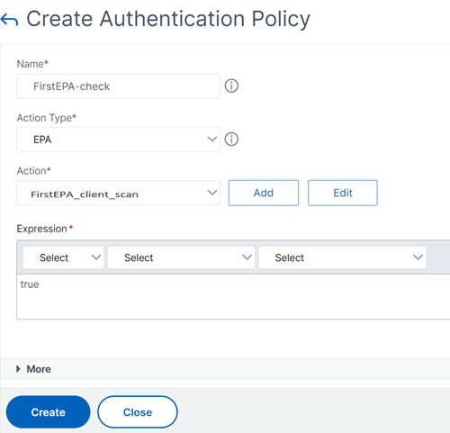 Create policy for first EPA scan