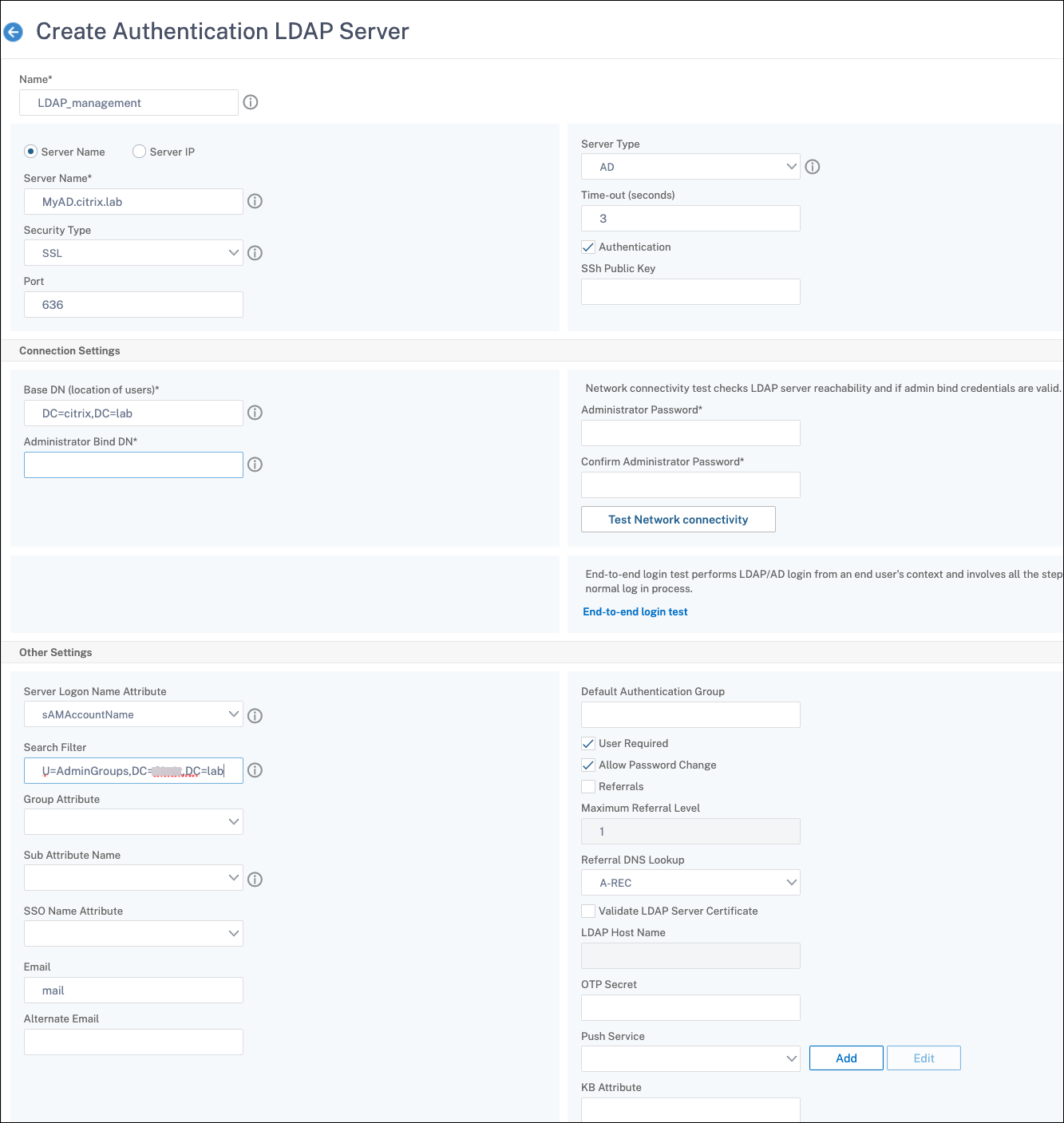 LDAP authentication server