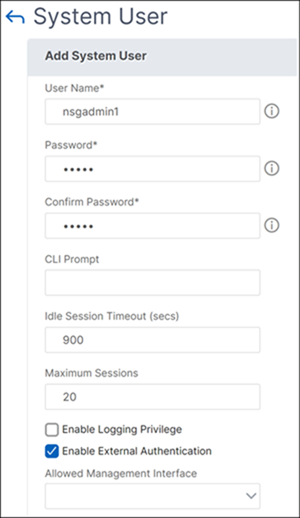 Create user and assign privileges