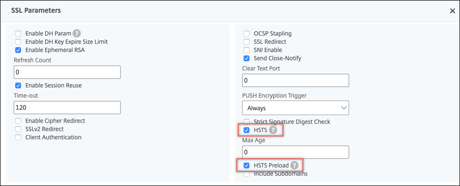 Enable HSTS on virtual server