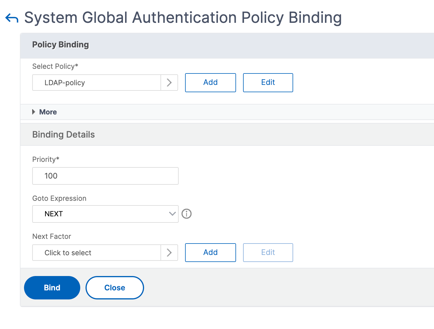 Select LDAP policy