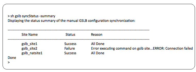sample output status summary