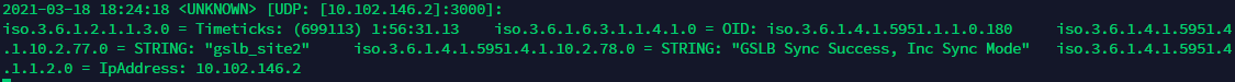 SNMP trap message for successful incremental sync mode