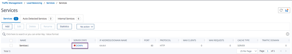 Server state column in Services page