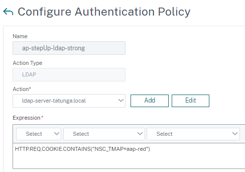 LDAP virtual server policy