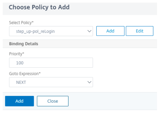 Choose policy add