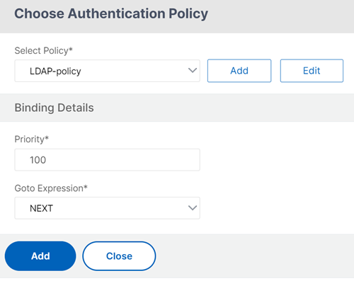 Choose a policy to add