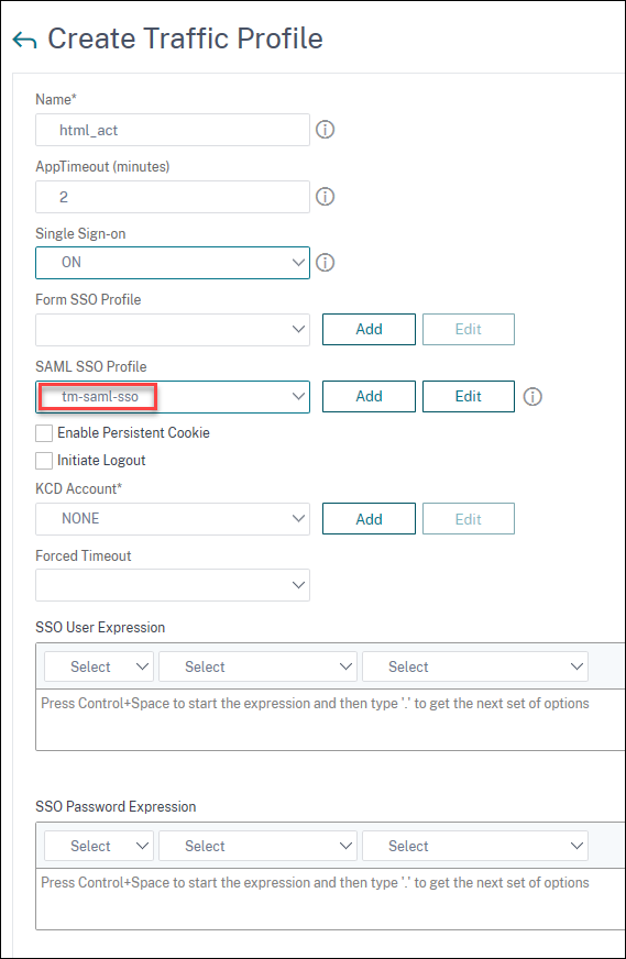 Create Traffic Profile