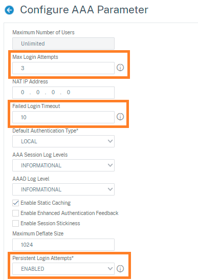 GUI configuration for system user account lockout