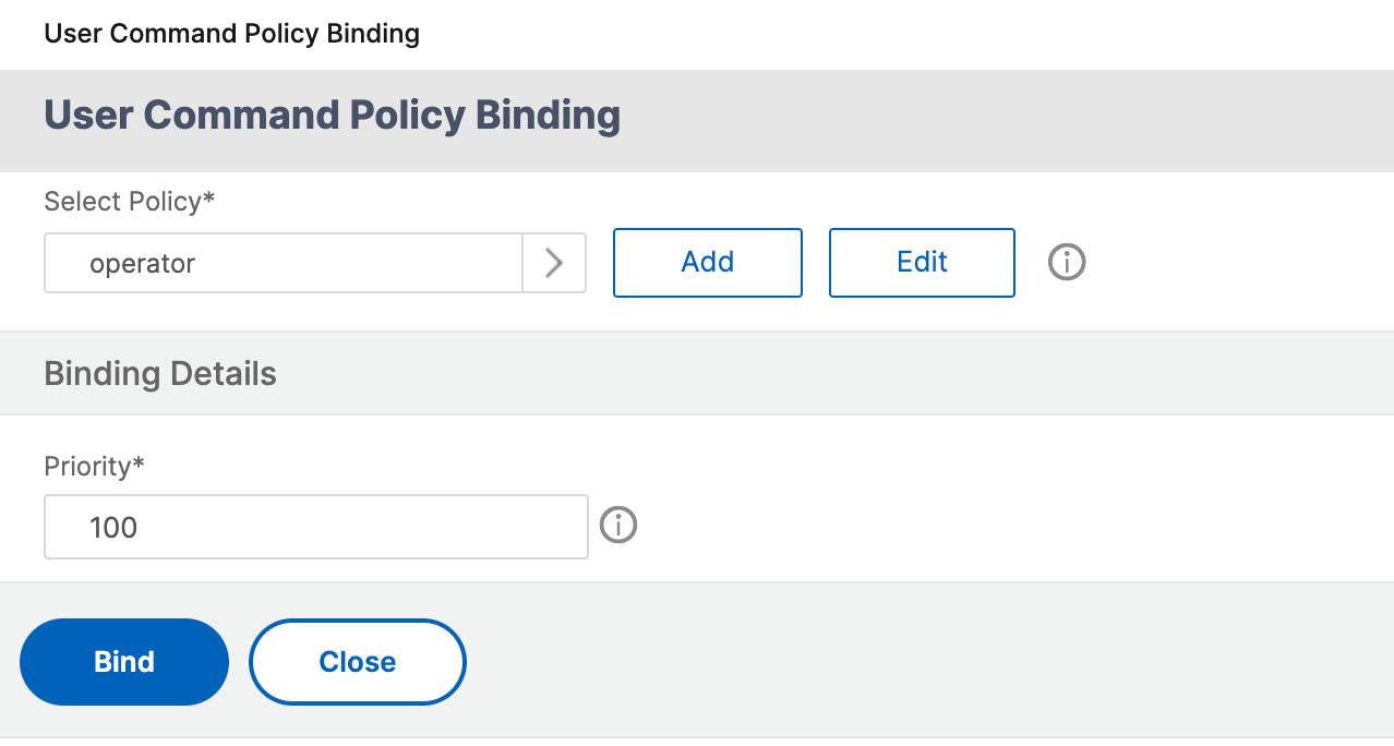 Bind command policies to a system user account