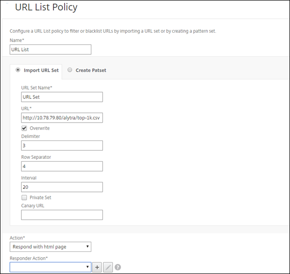 URL list basic URL set