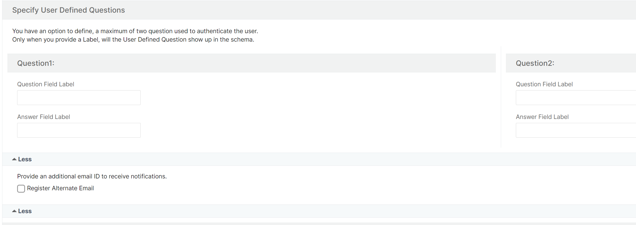 User defined question