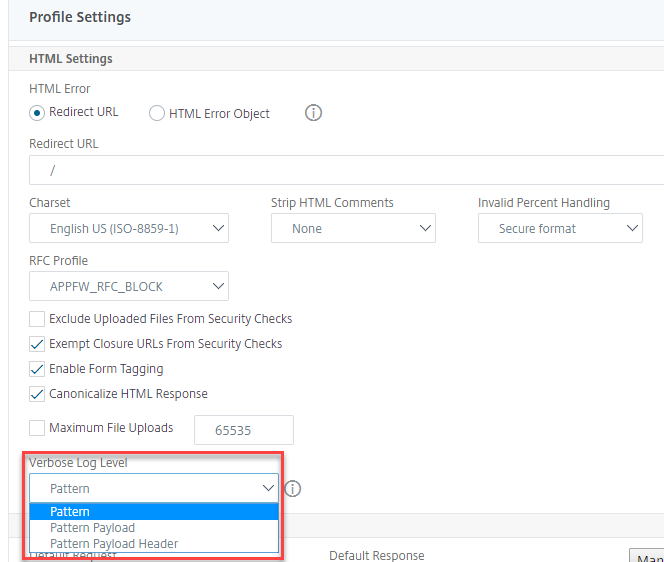 Verbose log level configuration