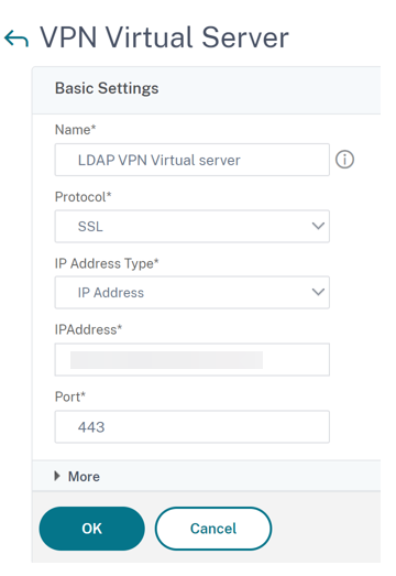 Create VPN virtual server
