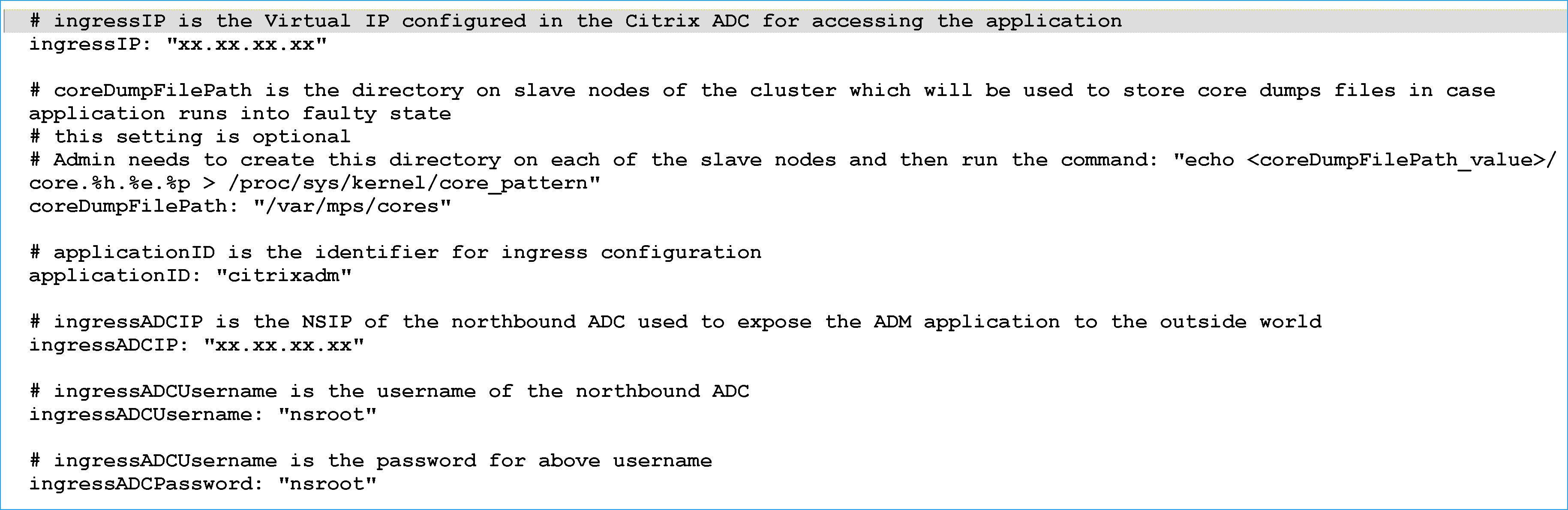 NetScaler Console Kubernetes YAML values update