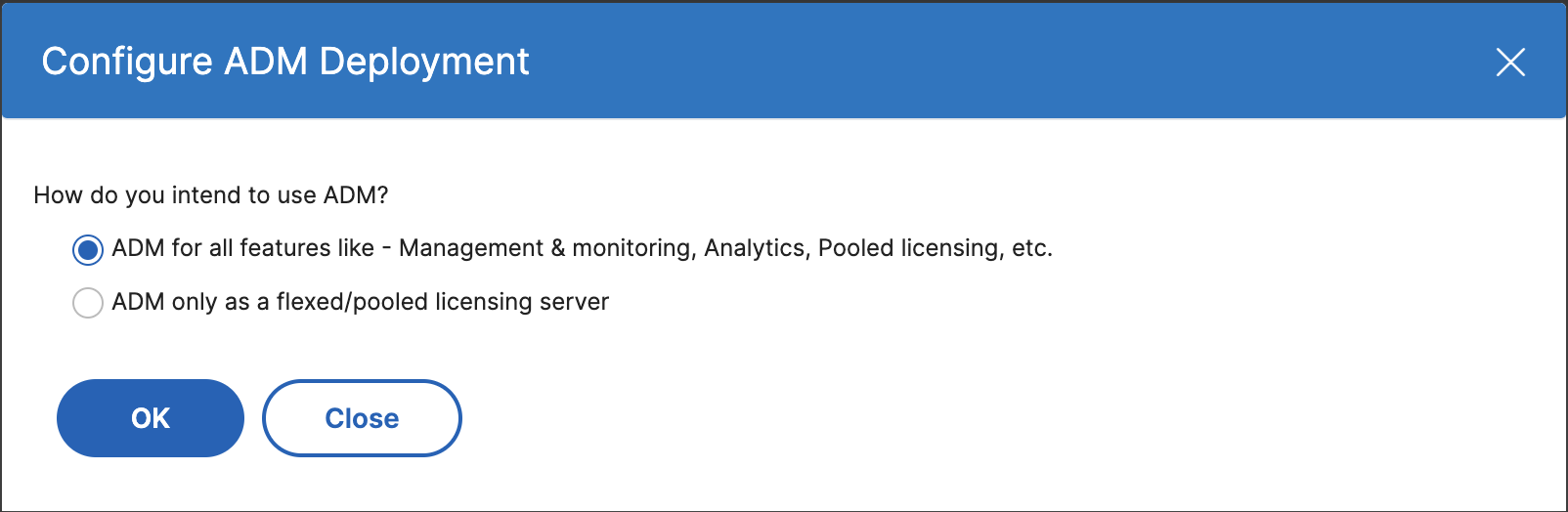 NetScaler Console only as license server