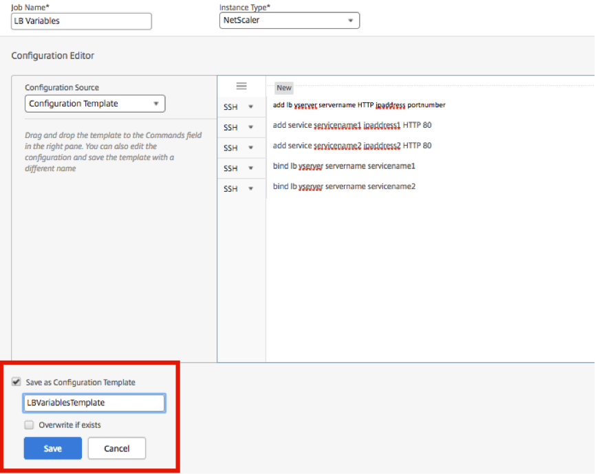 Configuration template