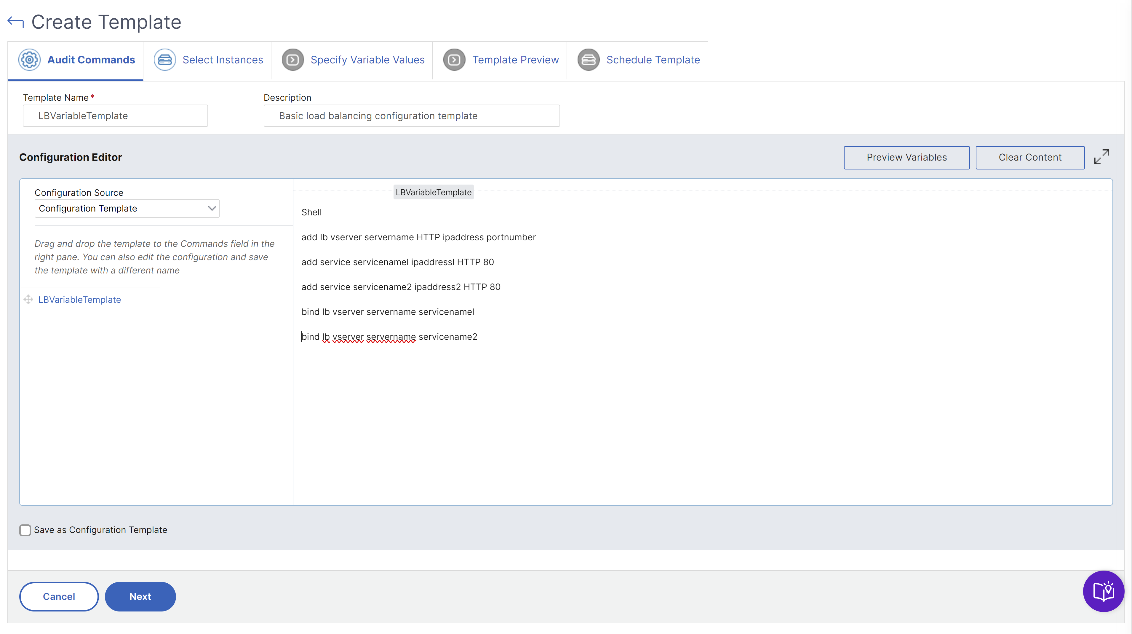 Audit template