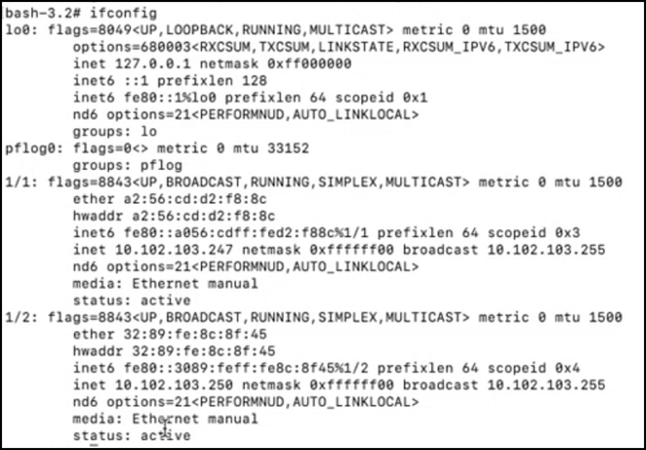 代码块 ifconfig