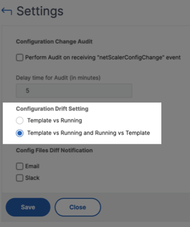 Bidirectional config drift setting