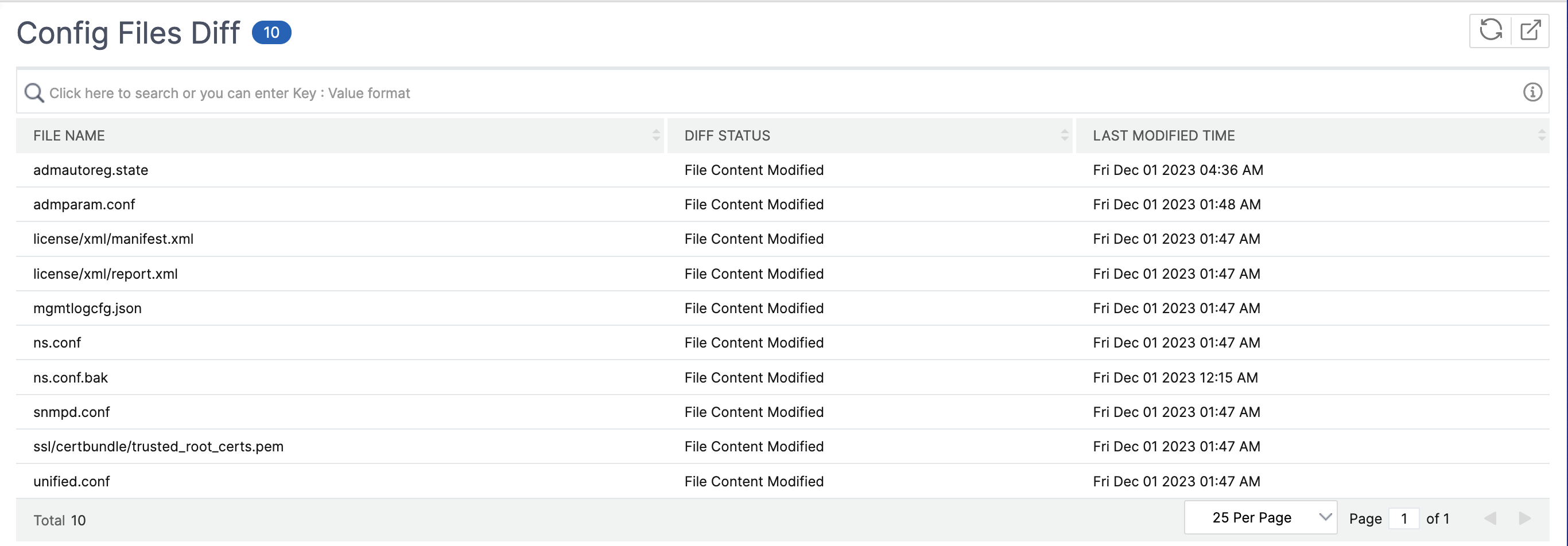 Diff exists in nsconfig folder