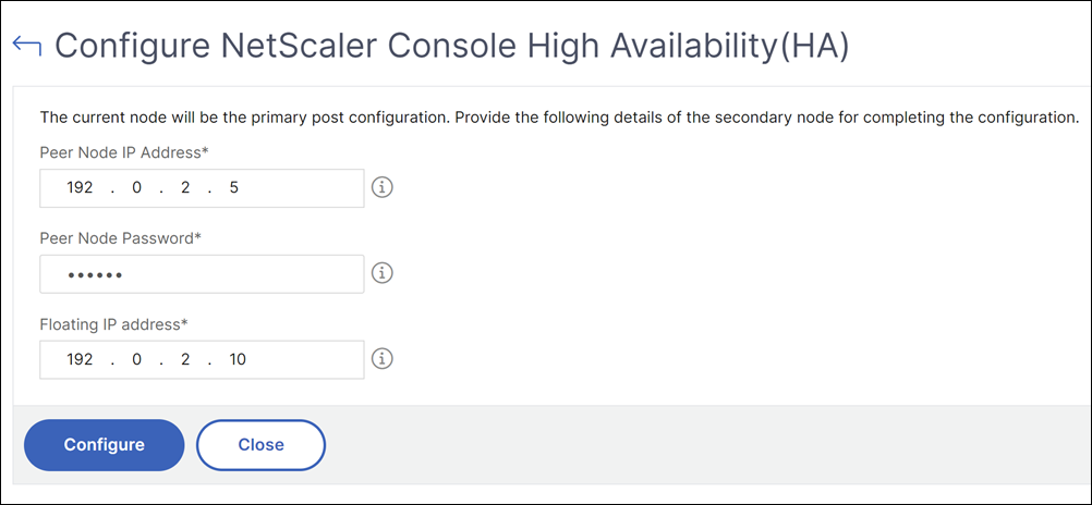 Configure HA pair
