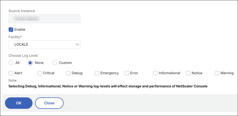 在 NetScaler Console 上配置 syslog