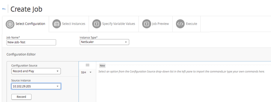 Record GUI configuration