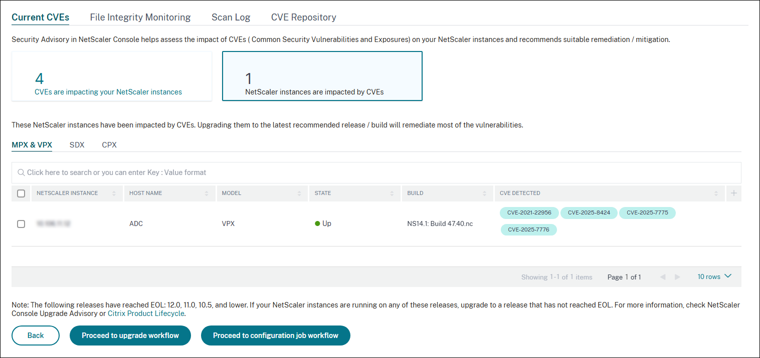 Instances impactées par CVE-2025-7775