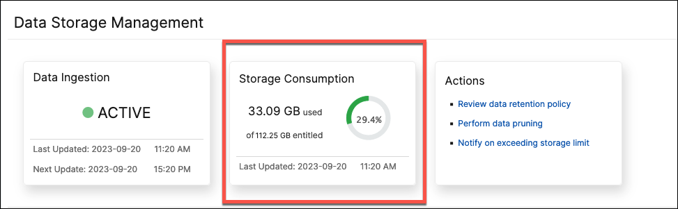 Data storage dashboard