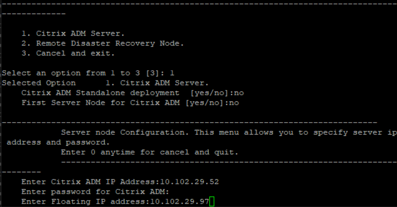 Enter floating IP