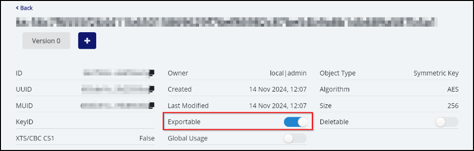 Enable exportable toggle