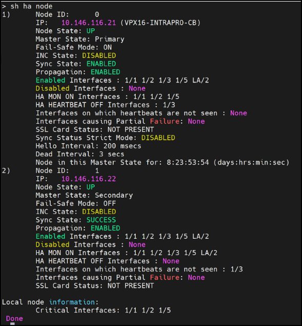 HA pair encryption status