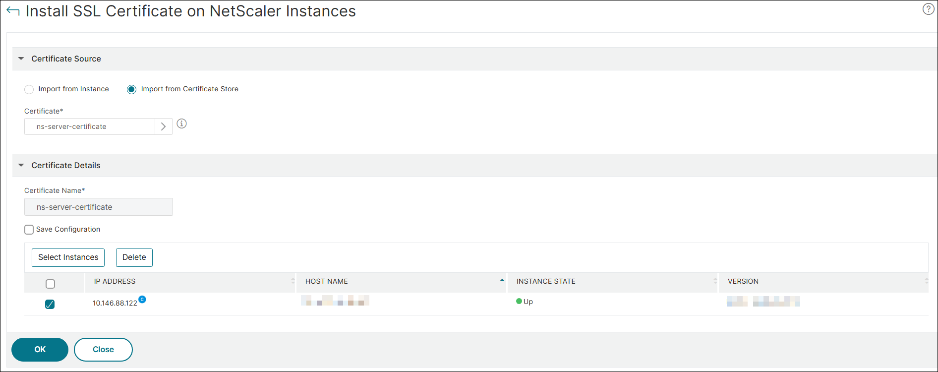 Install an SSL certificate from Console