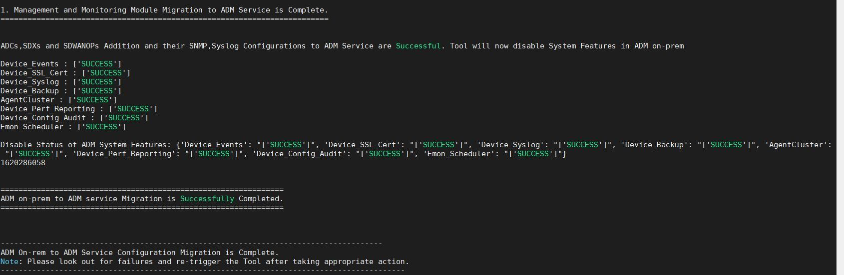 Migration completion