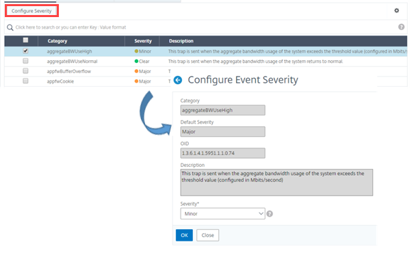 Modify event severity