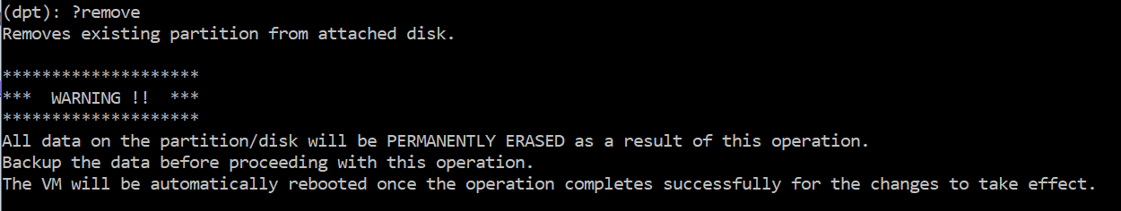 Remove existing partition