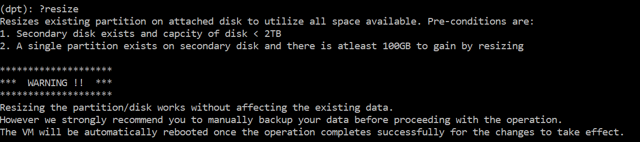 Resize partition