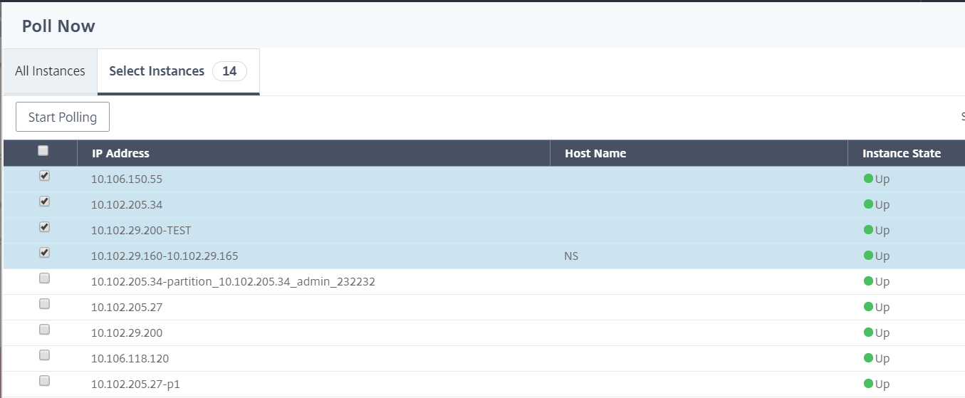 Select instances for polling