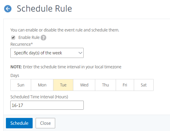 Schedule a filter